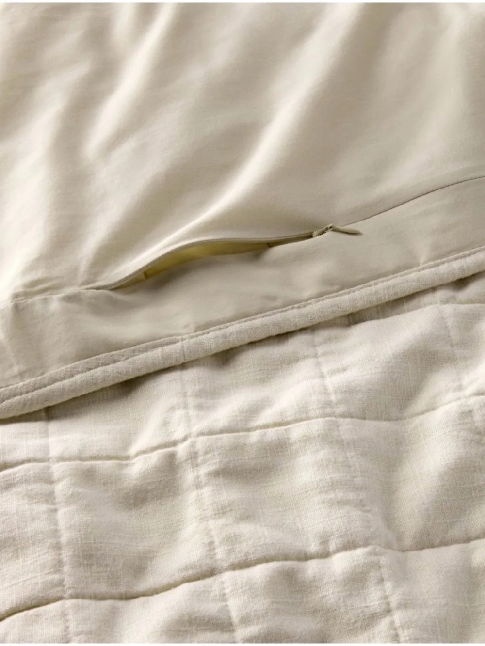 Casaluna King Linen Blend Quilted Pillow Sham Ivory Textured Quiet Luxury